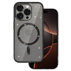 Viedtālruņa aizmugurējais vāciņš Apple iPhone 16 Pro Max Glitter MagSafe Black, Transparent