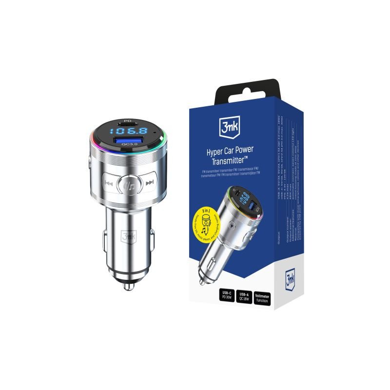 FM Modulators Car Power Transmitter 48W Silver