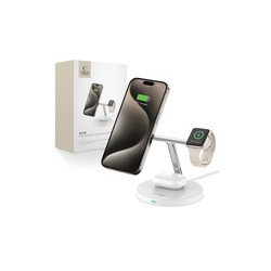Bezvadu lādētājs Inductive Charger MagSafe QI15W-A35 3in1 for Apple White