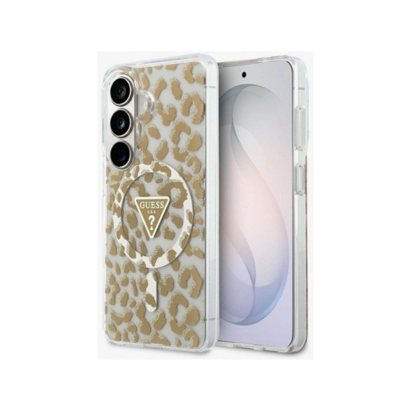 Viedtālruņa aizmugurējais vāciņš Samsung Galaxy S26 Leopard Print Triangle MagSafe Brown, Transparent