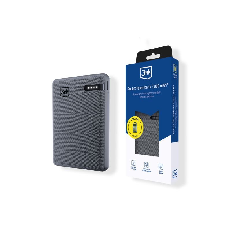 Ārējā baterija Pocket Powerbank 12W Grey