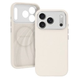 Viedtālruņa aizmugurējais vāciņš Apple iPhone 17 Pro Max Silk Shield Case Metal Frame Mag Beige