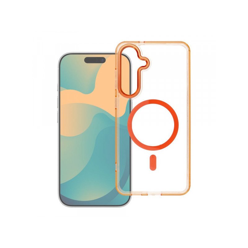 Viedtālruņa aizmugurējais vāciņš Samsung Galaxy A57 Clear Hybrid Premium Mag Orange, Transparent