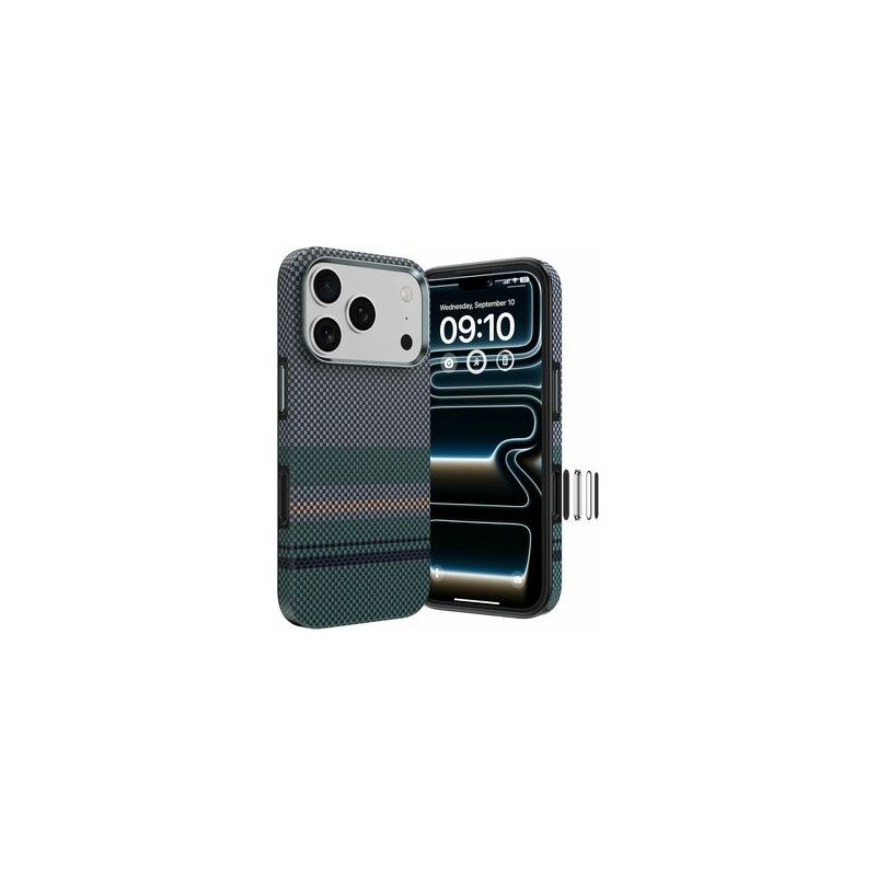 Viedtālruņa aizmugurējais vāciņš Apple iPhone 17 Pro Mag Armor Tint Kevlar Green, Grey