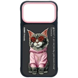 Viedtālruņa aizmugurējais vāciņš Apple iPhone 17 Pro Glasses Cool Cat Black