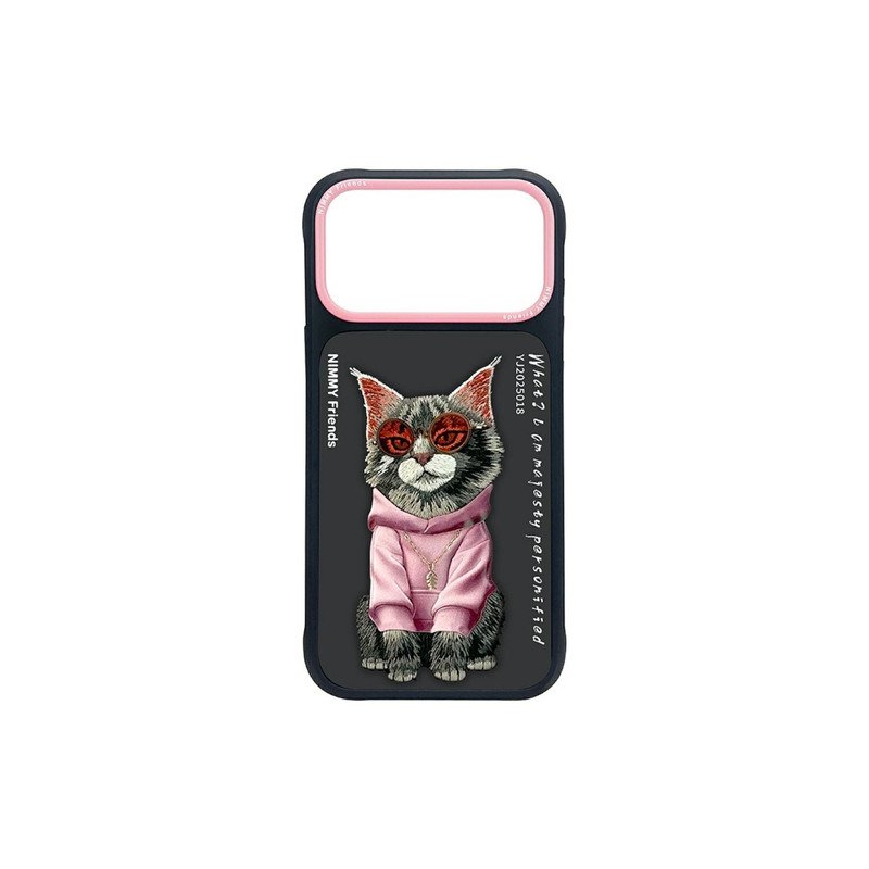 Viedtālruņa aizmugurējais vāciņš Apple iPhone 17 Pro Glasses Cool Cat Black