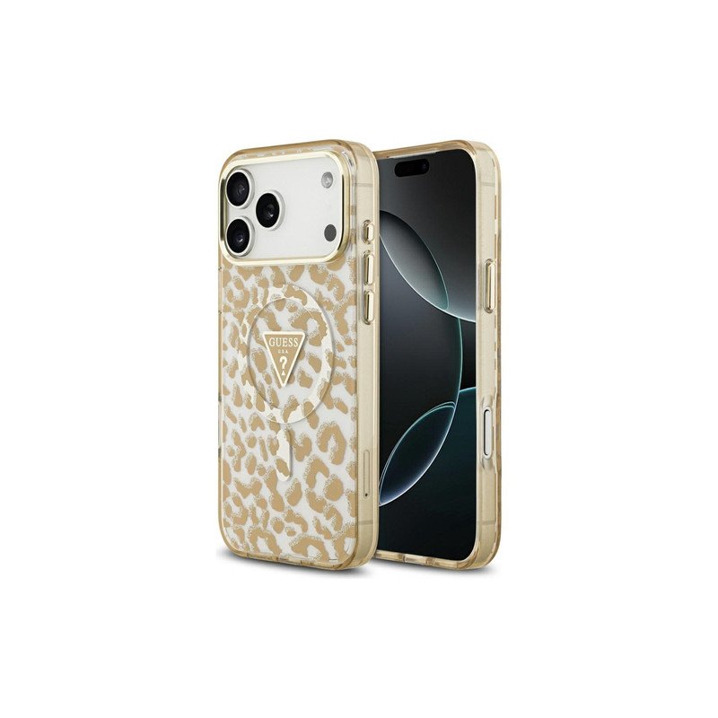 Viedtālruņa aizmugurējais vāciņš Apple iPhone 17 Pro Max Leopard Glitter Beige