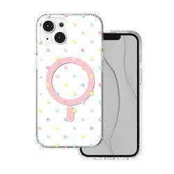 Viedtālruņa aizmugurējais vāciņš Apple iPhone 14 Bubble Dots Mag White