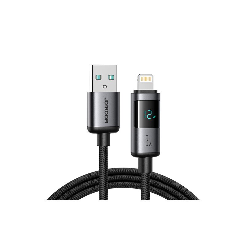Kabelis S-A16 Lightning - USB A 3A 1.2m Black