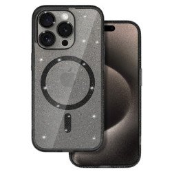 Viedtālruņa aizmugurējais vāciņš Apple iPhone 17e Glitter MagSafe Black, Transparent