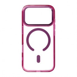 Viedtālruņa aizmugurējais vāciņš Apple iPhone 18 Pro Max Clear Hybrid Premium Mag Dark Red, Transparent