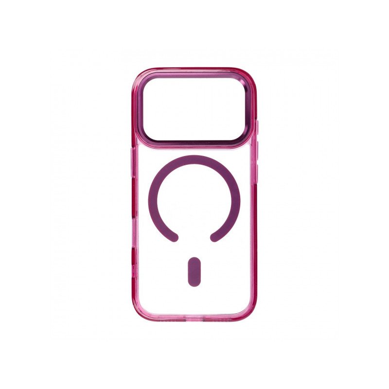 Viedtālruņa aizmugurējais vāciņš Apple iPhone 18 Pro Clear Hybrid Premium Mag Dark Red, Transparent