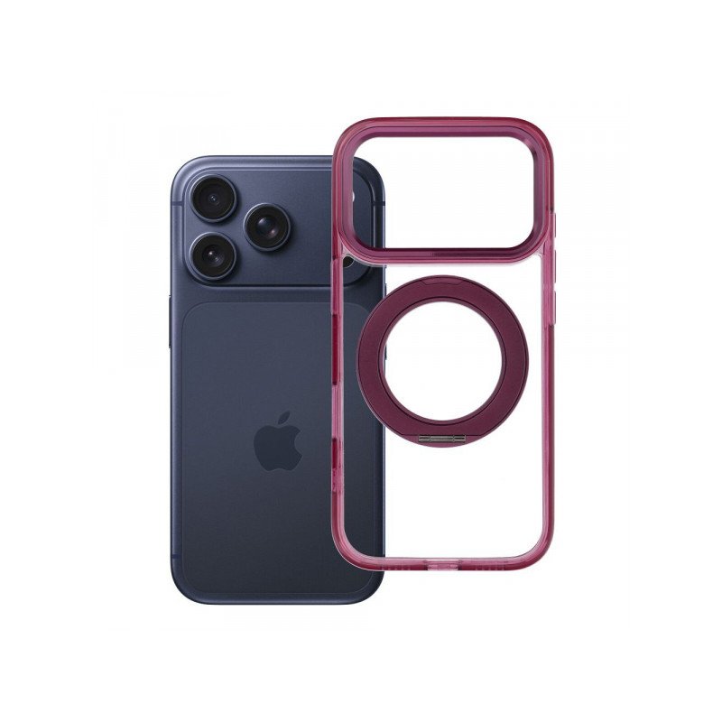 Viedtālruņa aizmugurējais vāciņš Apple iPhone 18 Pro Frame Circle Stand Cherry, Transparent