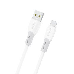 Kabelis L25ST 5A USB-A - USB-C Cable with Soft Silicone Braid 1 m White