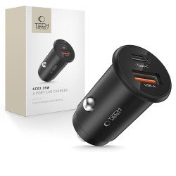 Auto lādētājs CC02 35W Car Charger 2-Port USB-C / USB-A Black