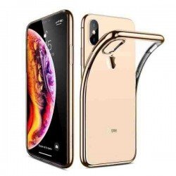 Apple iPhone X / XS Caurspīdīgs zelta rāmis