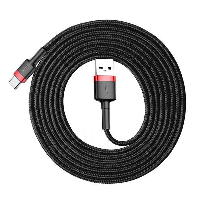 Baseus USB / USB-C QC3.0 2A 3M Sarkans