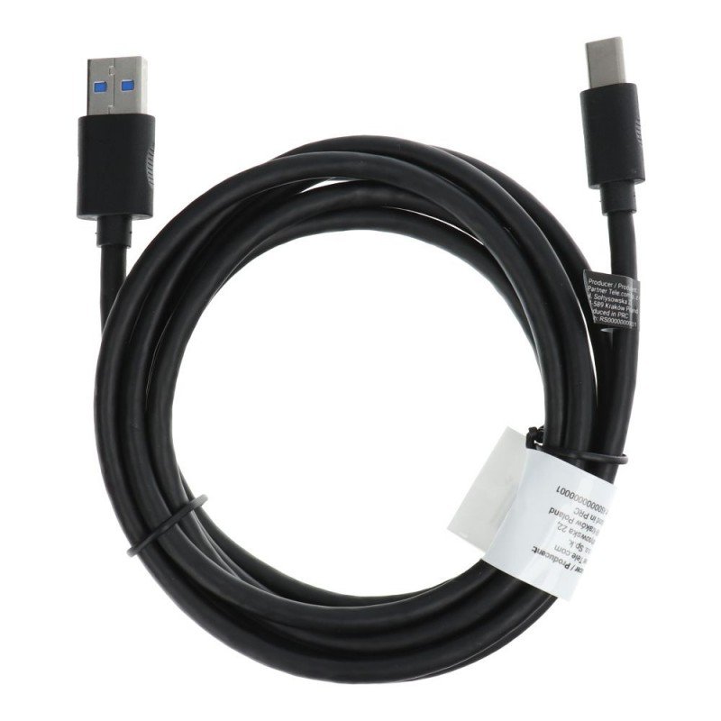 Cable USB - Type C 3.0 C393 black 2 m Melns | mobilo.lv