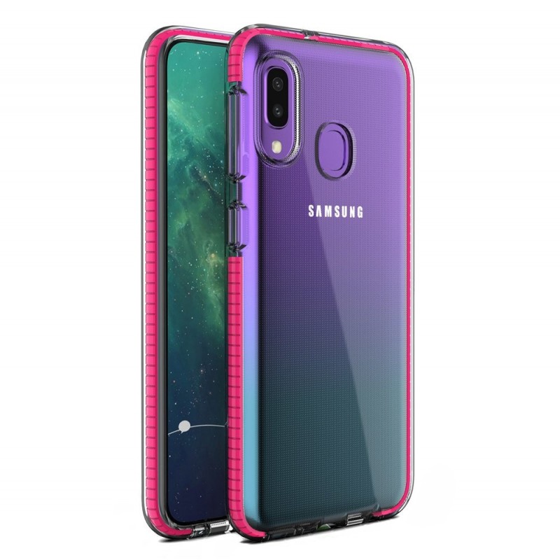 Samsung Galaxy A8 2018 Caurspīdīgs rozā rāmis|mobilo.lv