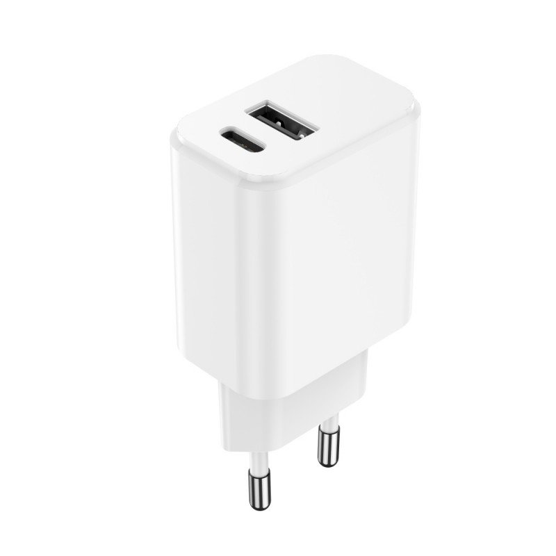 Universal 1x USB + USB-C 3A 20W Balts