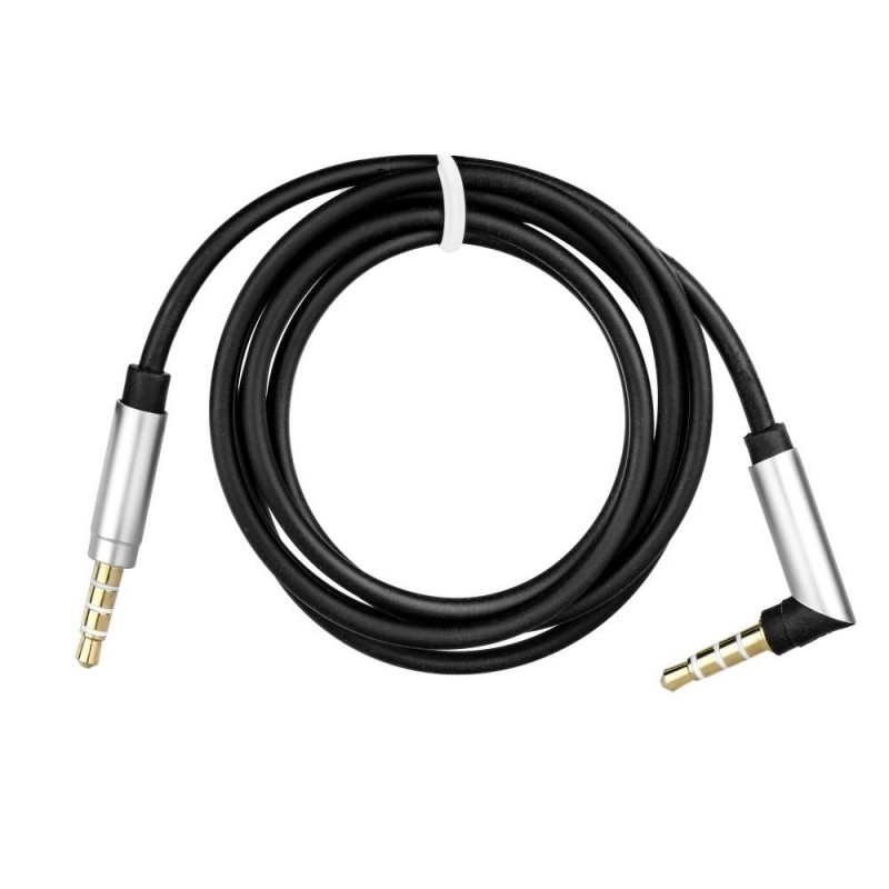 Universal AUX cable 3,5mm 90 degree Melns | mobilo.lv