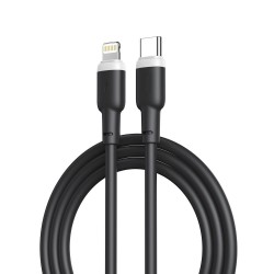 Universal PD USB-C - Lightning 1,0m 20W Melns