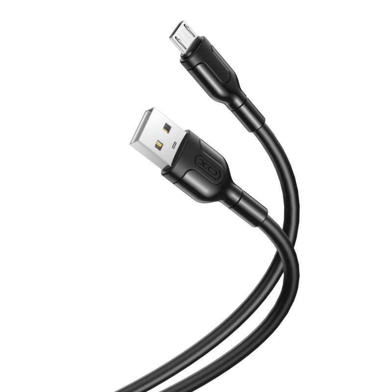 Universal USB - microUSB 1,0 m 2,1A Melns | mobilo.lv