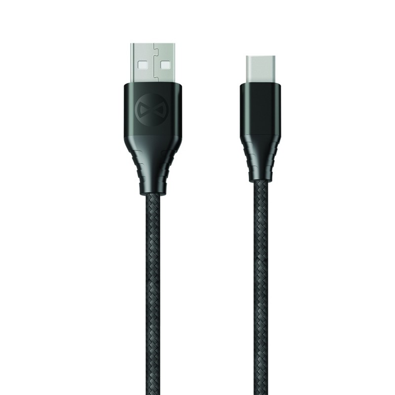 Universal USB - USB-C 3,0 m 3A Melns | mobilo.lv