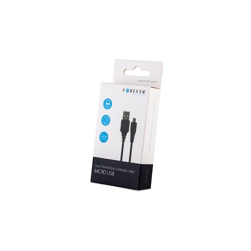 USB - microUSB 3,0 m 1A Melns|mobilo.lv